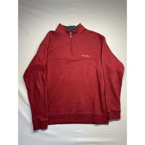 Columbia Men's Red Quarter Zip Pullover Sweatshirt Size Large Heathered Fleece